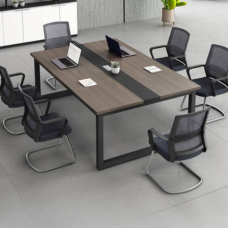 Brown Modern Office Conference Table with a Rectangular Mdf Top for 6 People
