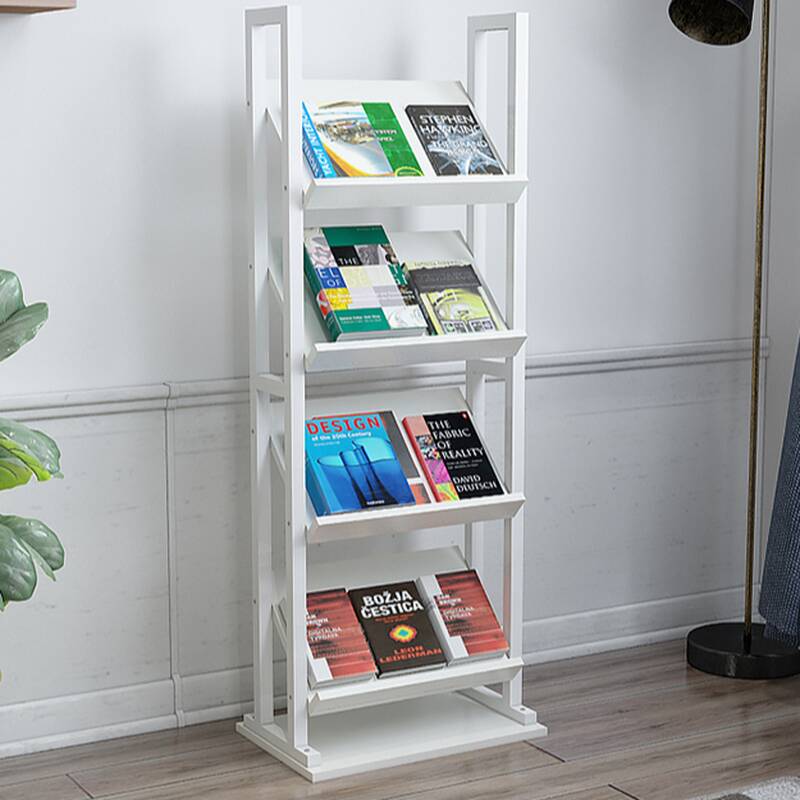 Modern Chalk/Cocoa/Unfinished Colour Magazine Organizer in Manufactured Wood with Shelves, Freestanding, 15 in & Above Length, 10 in & Above Height