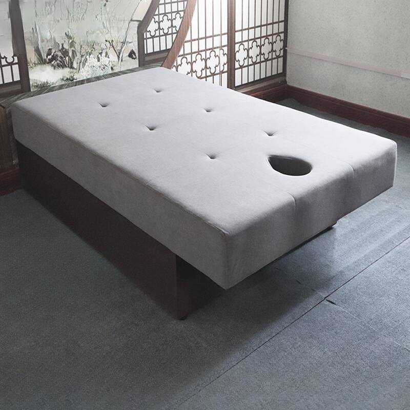 Light Gray Rectangular Timber Massage Bed with Fixed Height