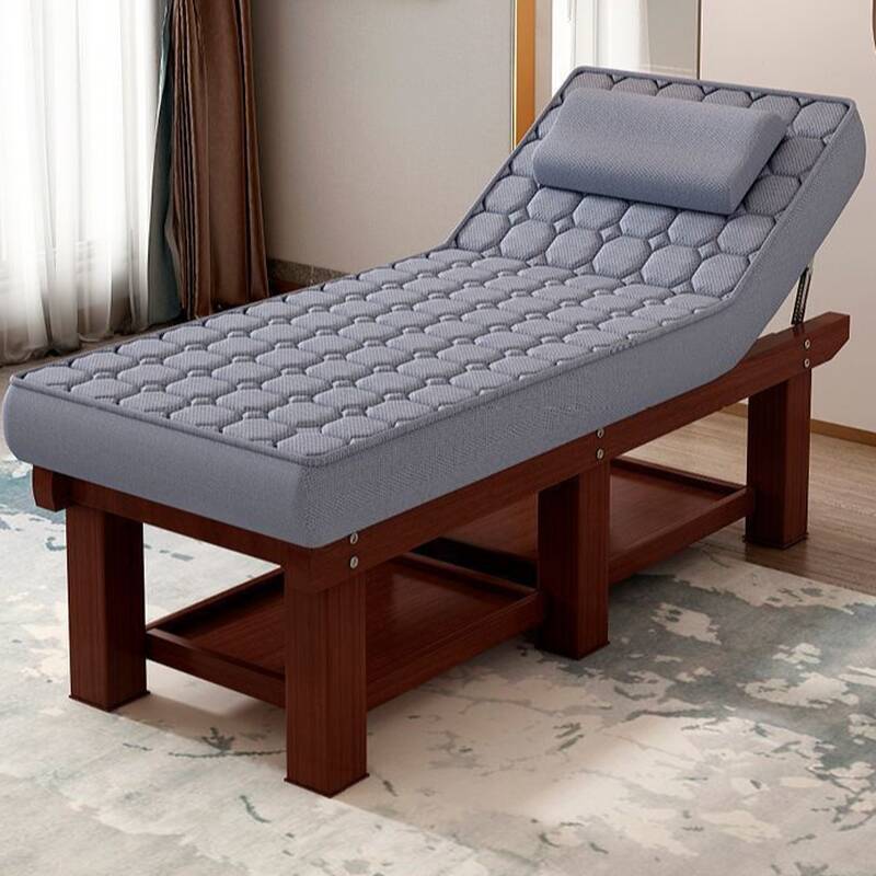 Fixed Height Natural Wood Rectangular Massage Bed with Trestle Base