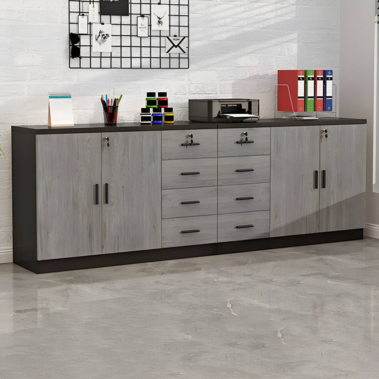 Modern Wood Lateral Filing Cabinet with Lock, Shelves & Assembly, 40cm Width