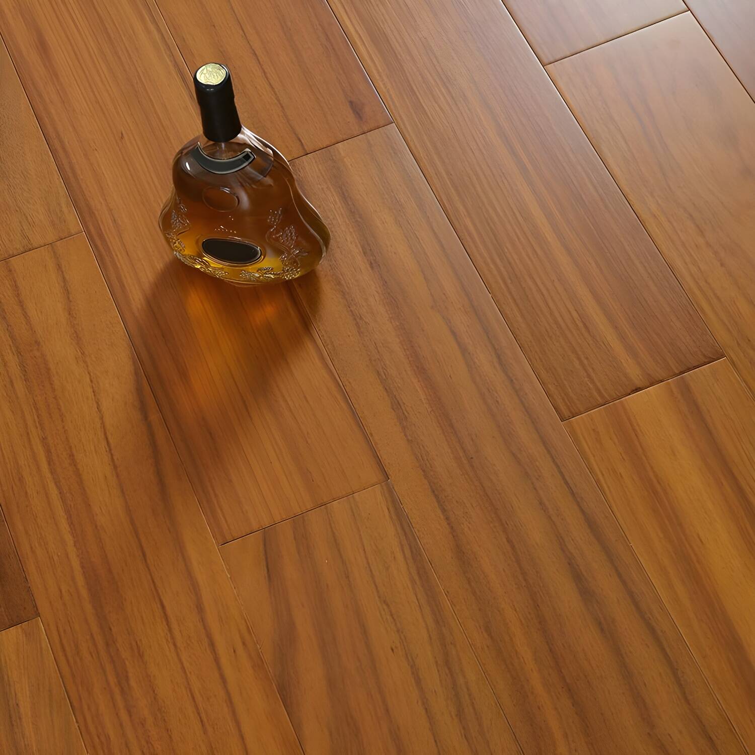 Teak Medium Wood Solid Hardwood Flooring - Waterproof, Scratch Resistant, Matte Finish, Brown