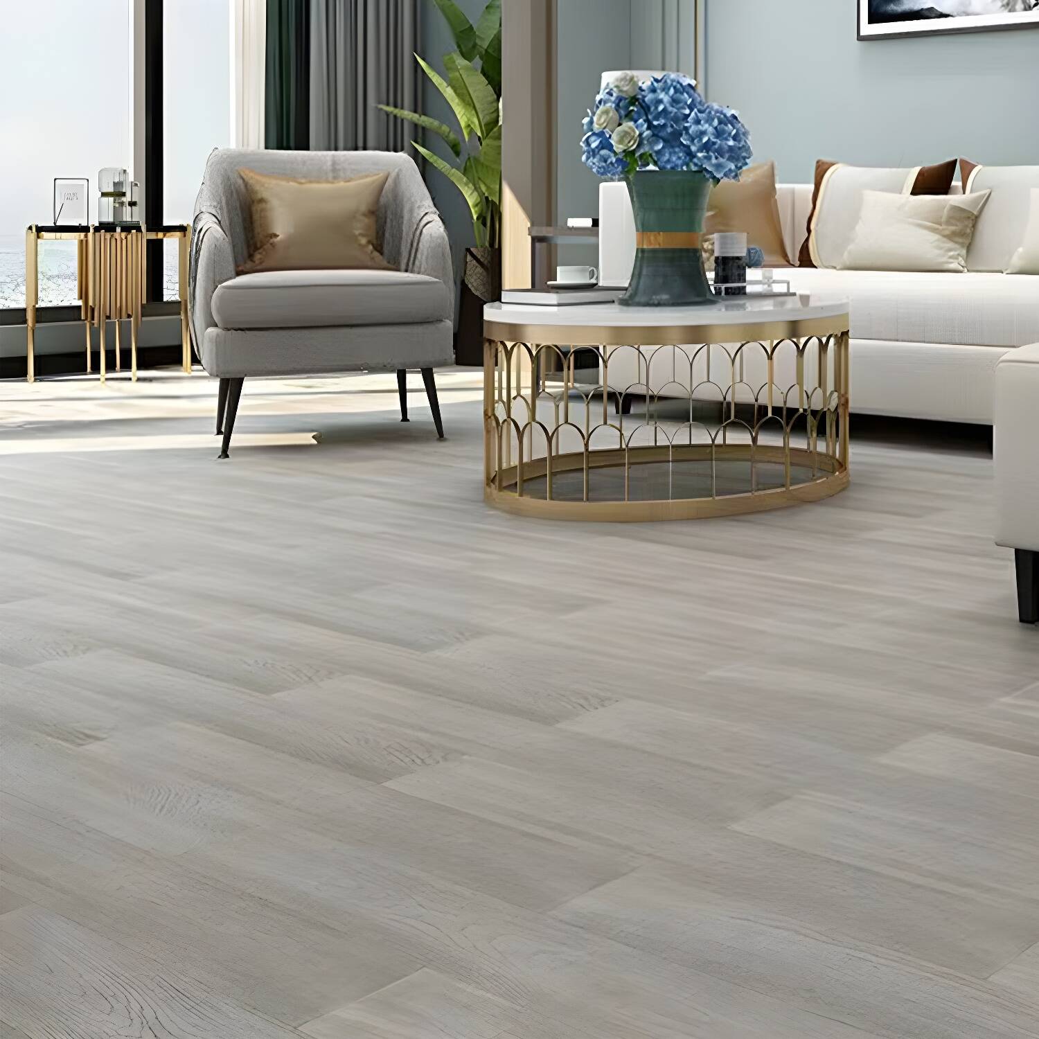 Matte Gray Oak Solid Wood Flooring - Waterproof, Scratch Resistant, 1.78cm Thickness