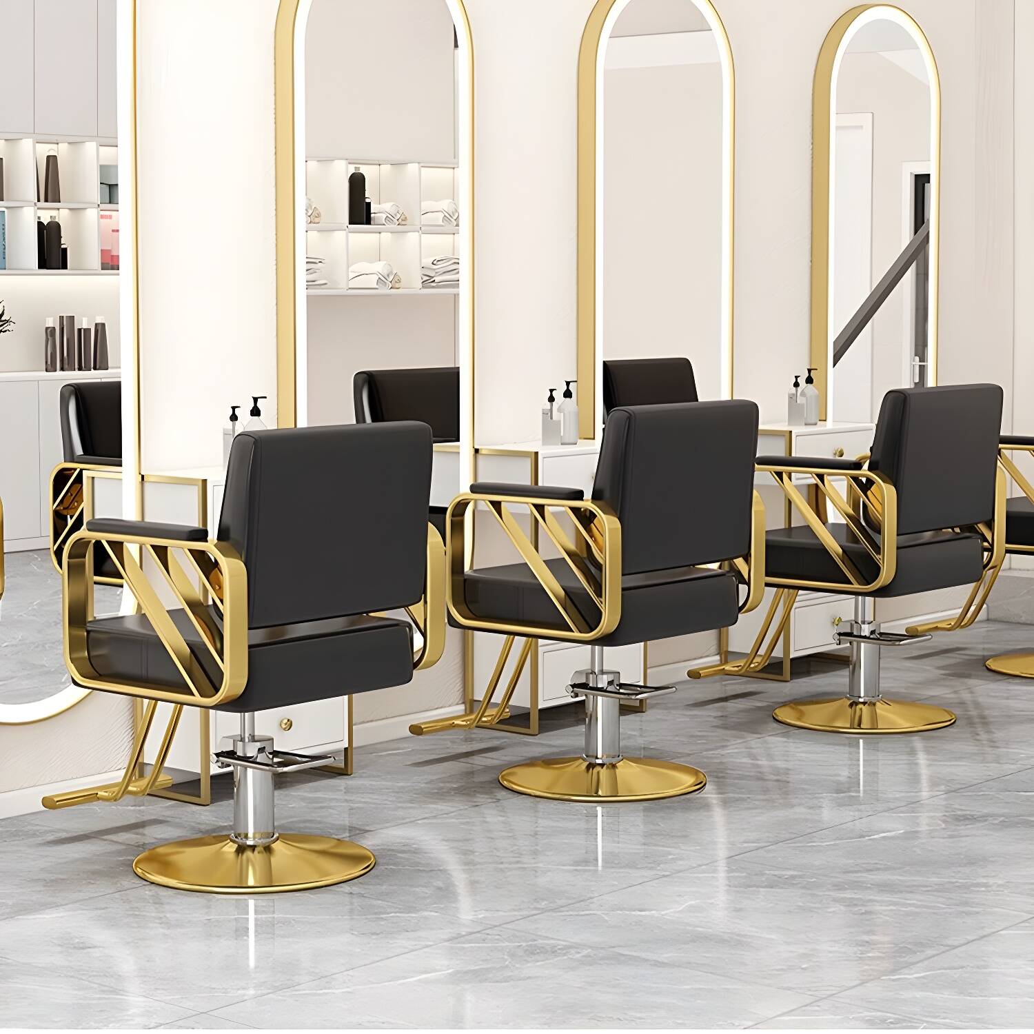 Stylish L-Shape Solid Back Styling Chair with Adjustable Footrest for Hair Salons