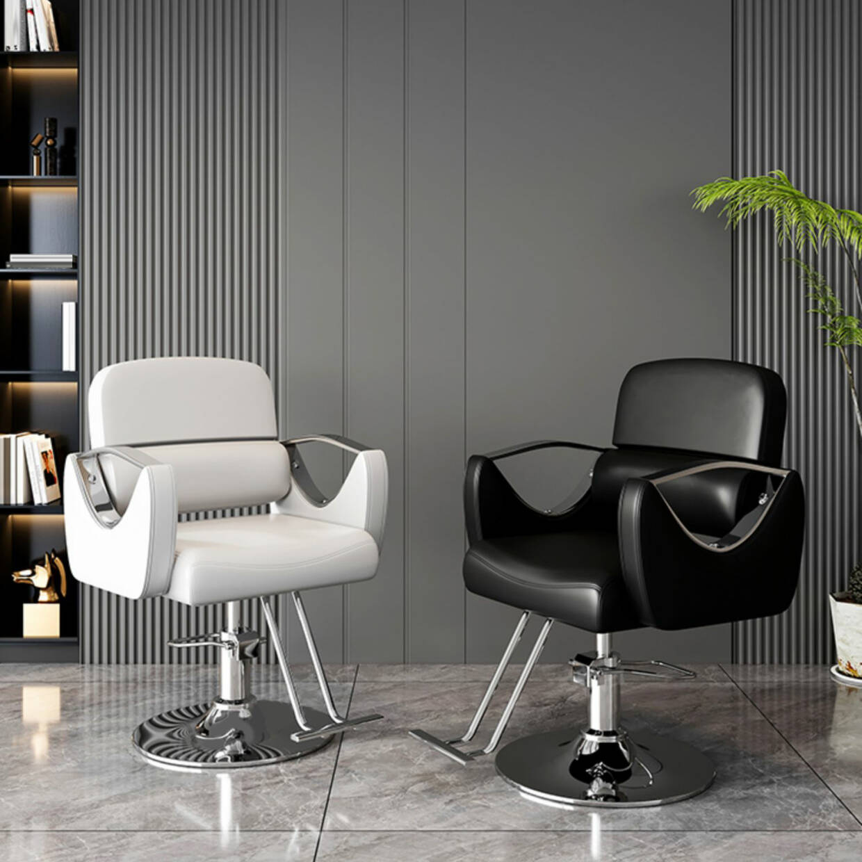 Stylish Faux Leather Swivel Hair Salon Chair with Adjustable Height and Footrest