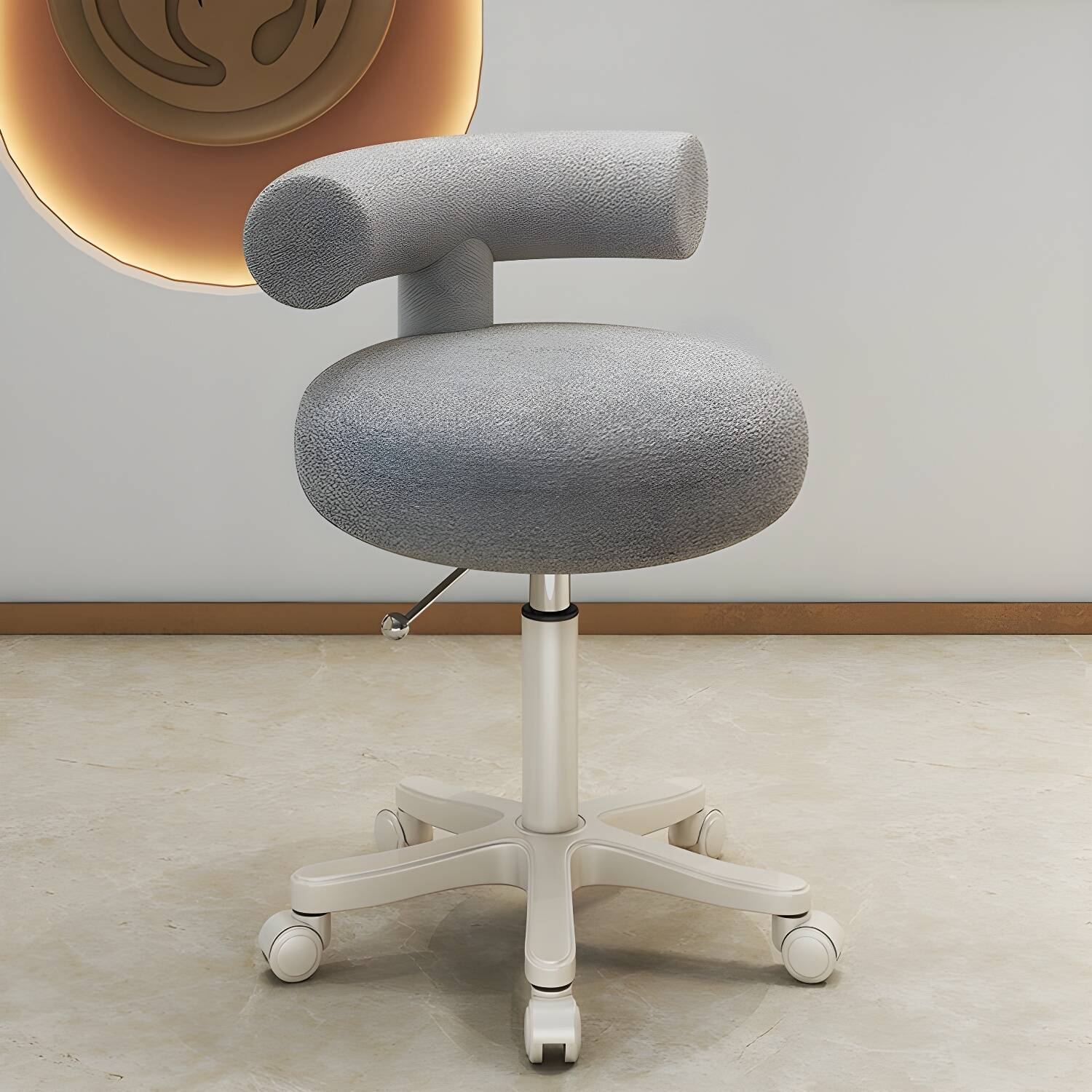 Wear Resistant Lamb Cashmere 360 Degrees Swivel Styling Chair with Five Wheels