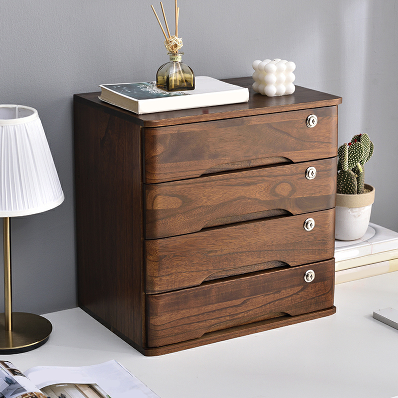 Free Standing Lateral Filing Cabinet/Vertical Filing Cabinet in Natural Wood with 1 Shelf and Key Lock in a Contemporary Style