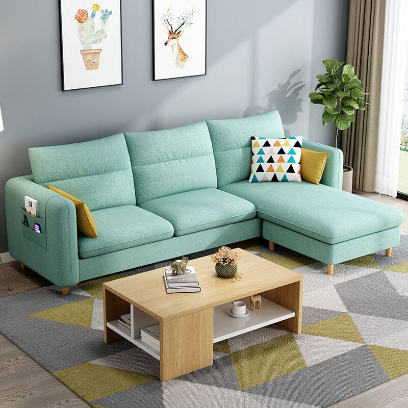 Minimalist L-Shape Reversible Cotton and Linen Sofa Recliner