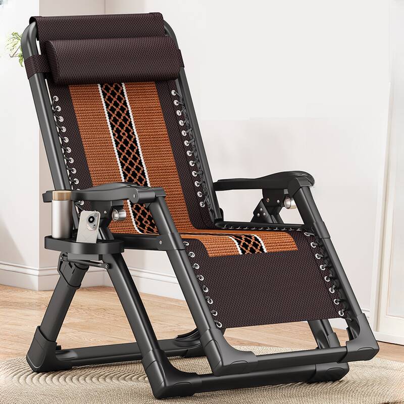 Tartan/Patterned Ink/Brown Recline Chairs with Non Rocking Base, Pillow, Locking Back Angle, Cup Holder, and Independent Foot Movement